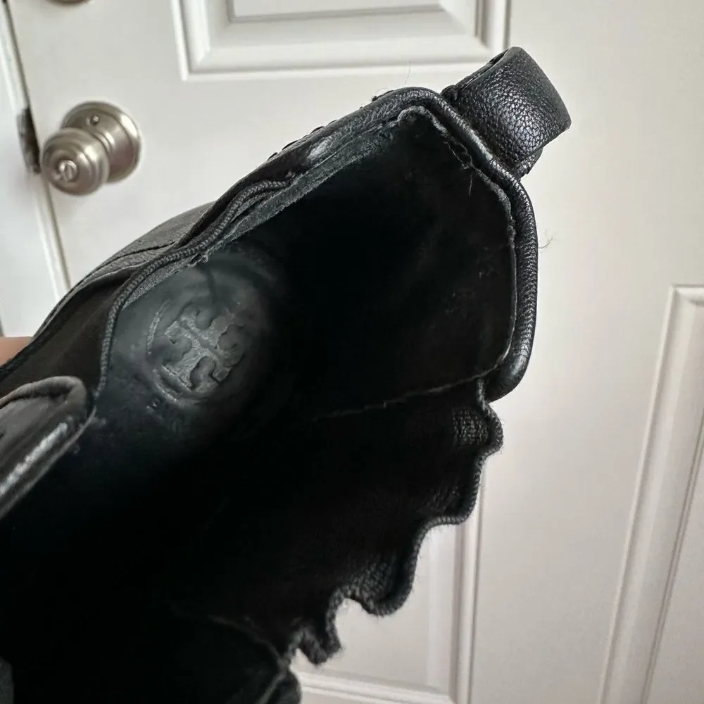 Tory Burch Boots size 8 real genuine leather ankle‎ boot black Margaux